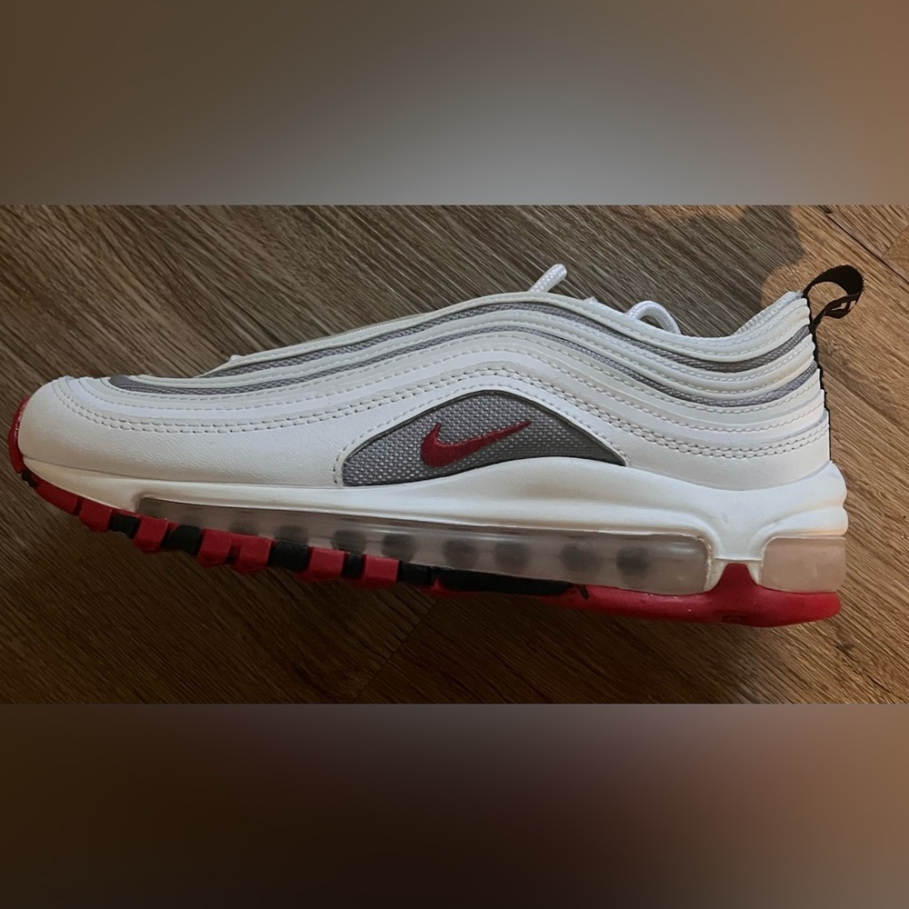 Nike Air Max 97 White and Gray with Red Accents